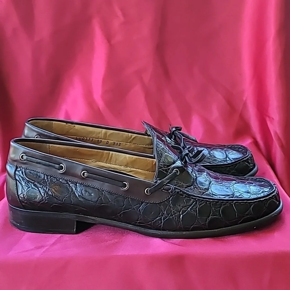 COLE HAAN sz11 Genuine Alligator Handmade Italian Boat Shoe Loafer